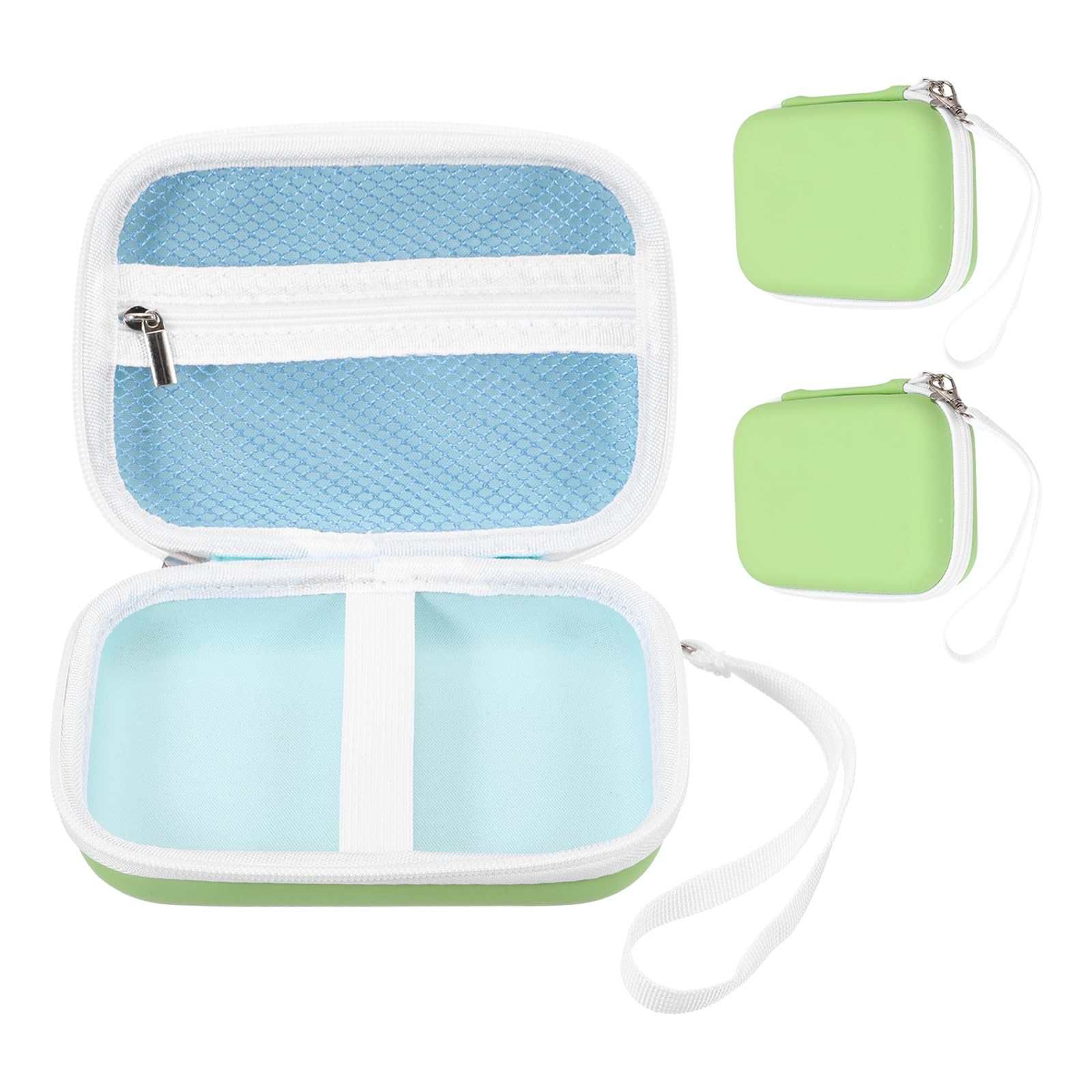 PATIKIL Label Maker Case for D30 D35 M02 Label Maker Machine, 2 Pcs EVA Travel Label Printer Case for Sticker Storage Holder Tape Paper Roll, Green