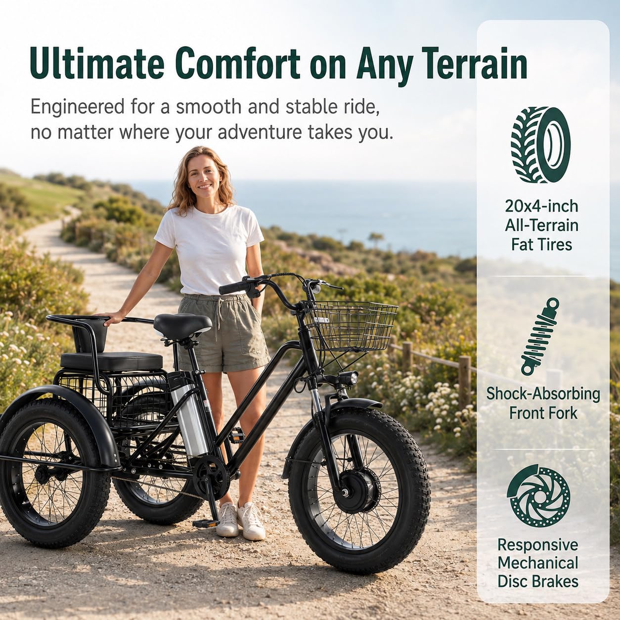 Tricycle électrique pour Adultes - Charge 200Kg B