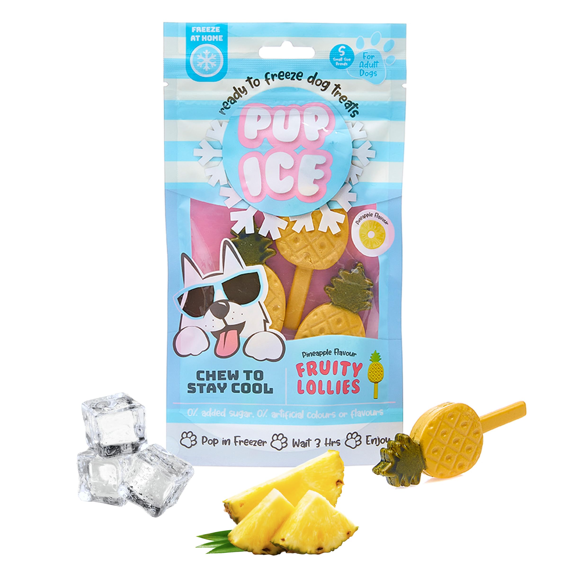 Pup Ice- Ready to Freeze at Home Dog Treats-Edible Chews for Small Breed Dogs & Puppies with Real Chicken to Keep Your Pup Cool Year Round, Fruity