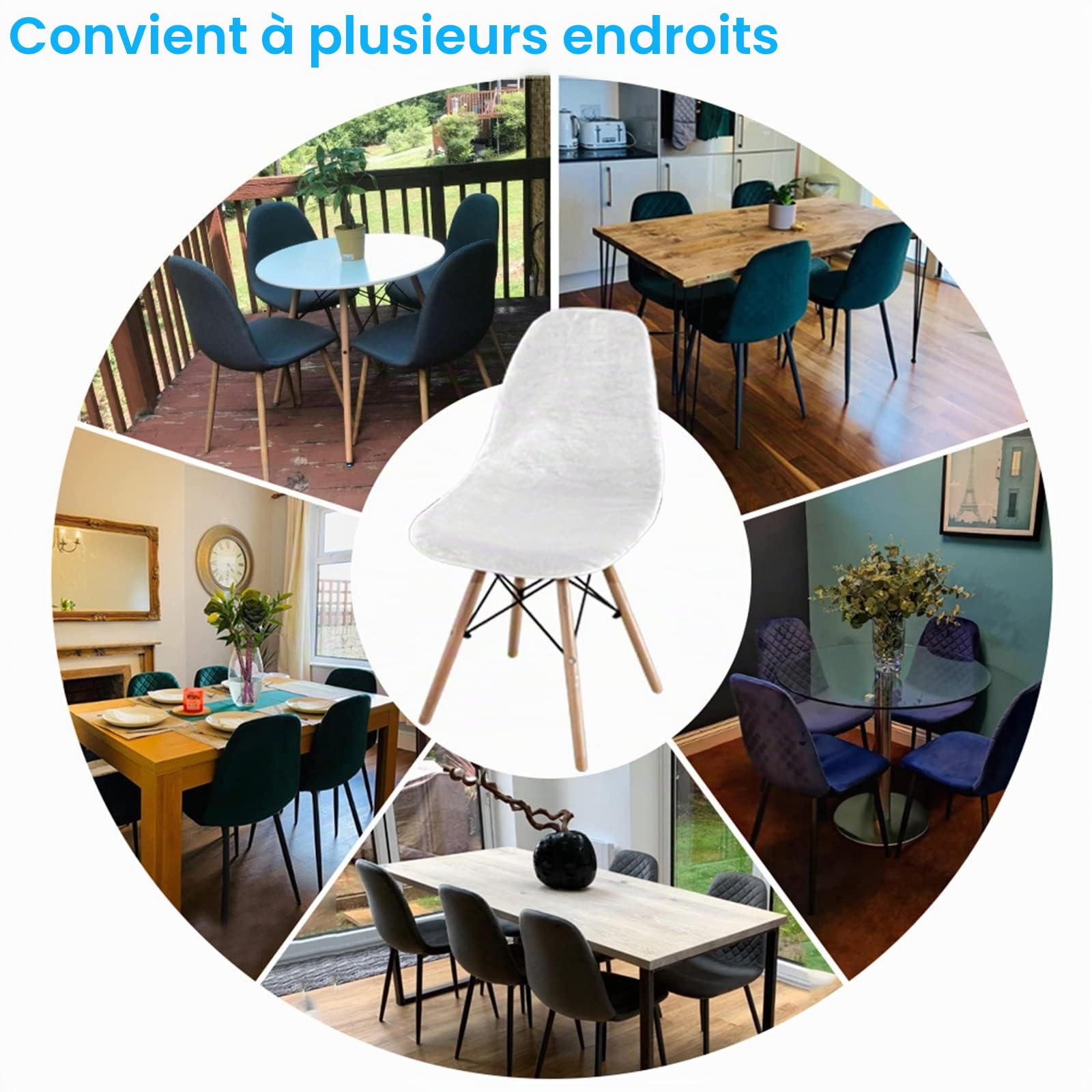 Jianyana Lot de 6 Housses de Chaise de Salle à Manger, Extensibles, Amovibles et lavables - Protection pour chaises de Salle à Manger, hôtel, Cuisine, Banquet, Maison (Blanc)