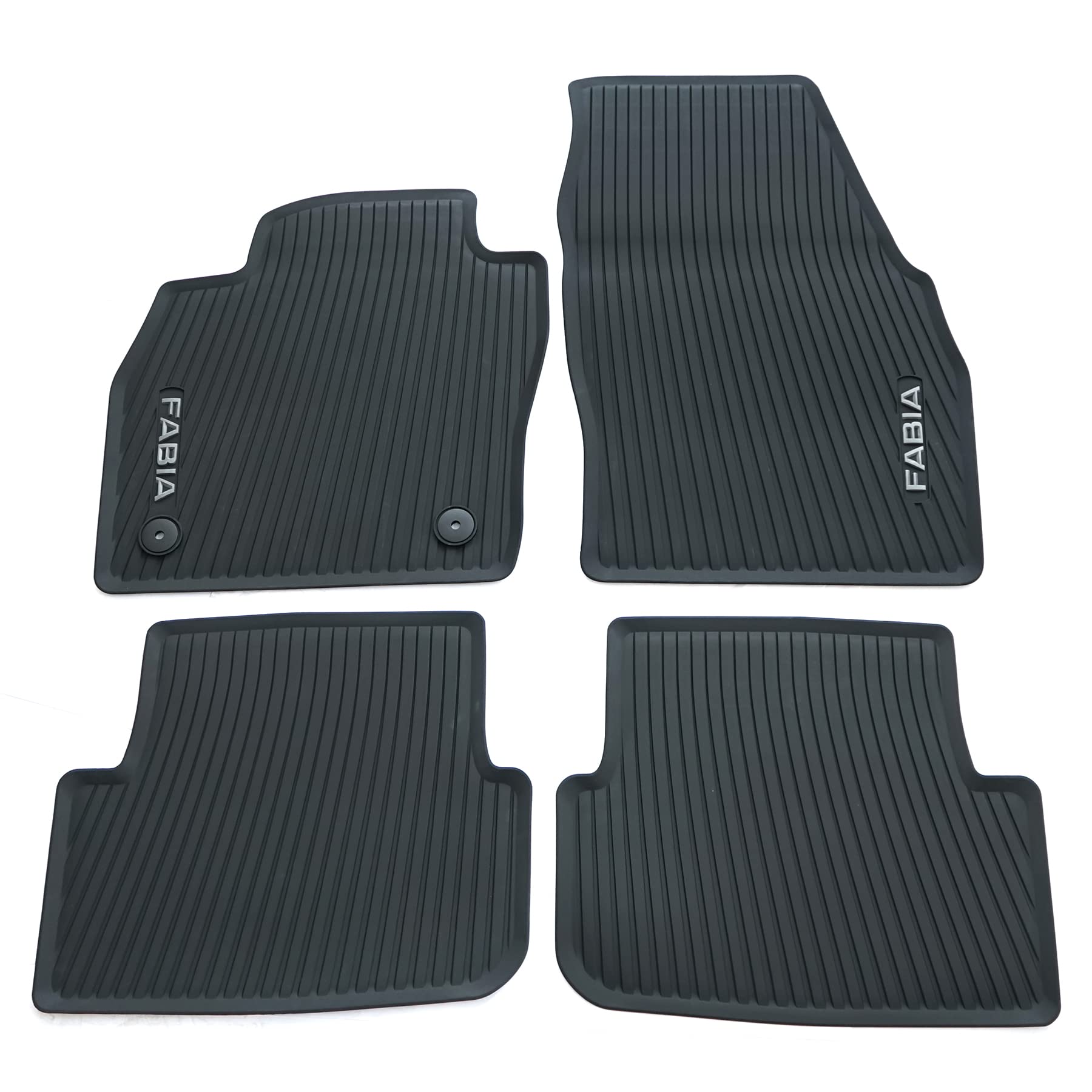 Skoda 6VB061500 Rubber Floor Mats, 4 x Rubber Mats, All-Weather Mats, with Fabia Lettering