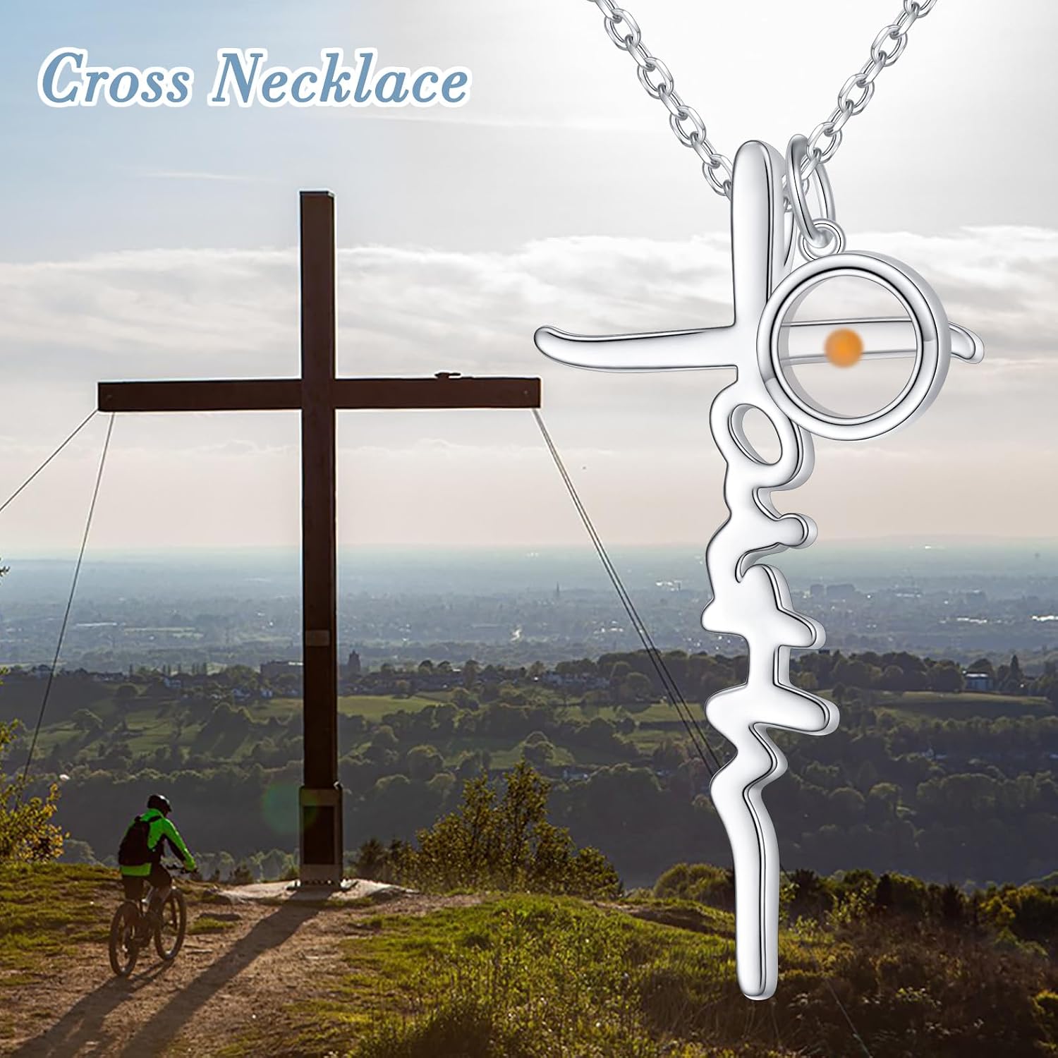 DAOCHONG Faith Necklace 925 Sterling Silver Christian Cross Pendant with Chain Necklaces for Women Birthday Gifts Jeweley