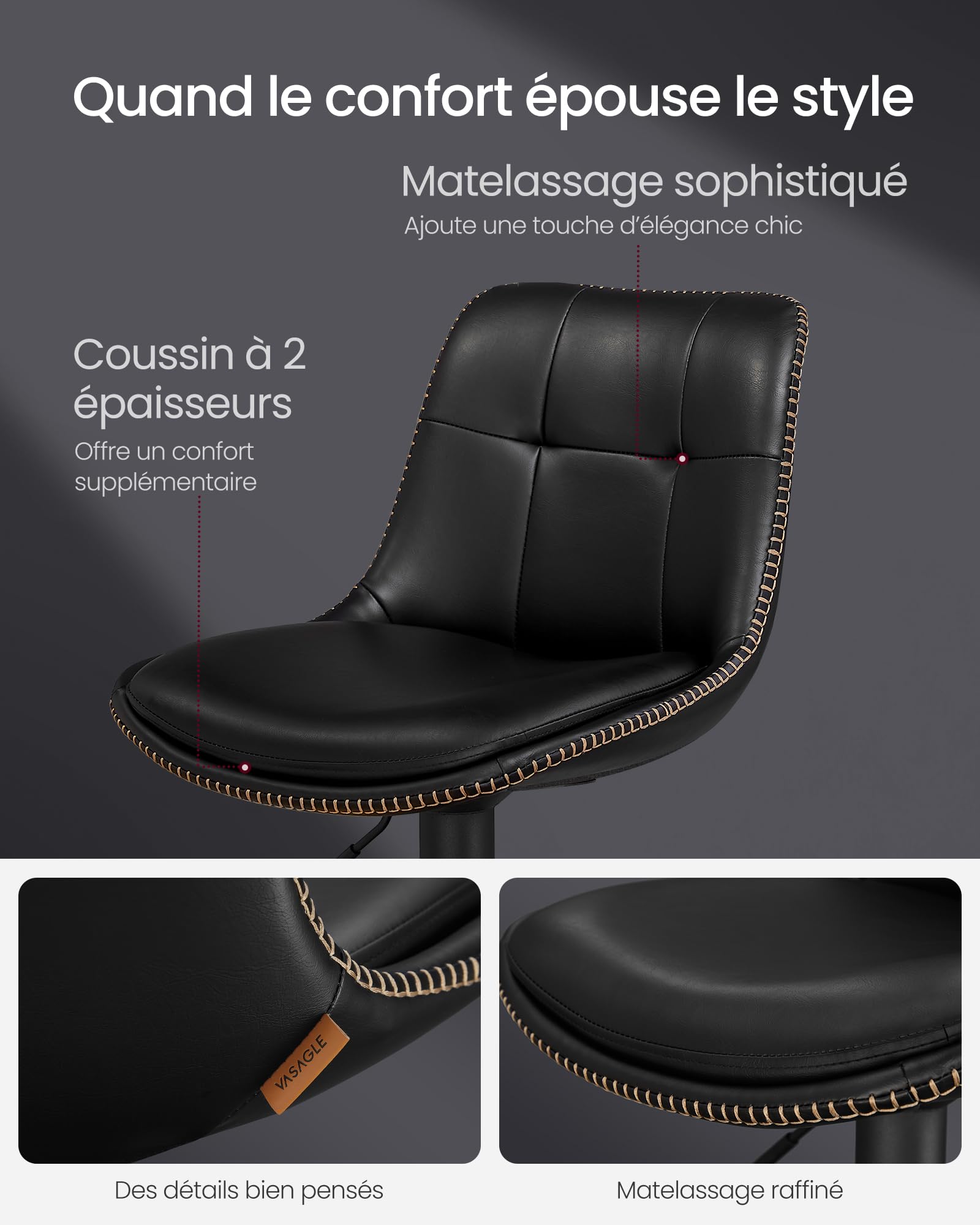 Set van 2 eetkamerstoelen Malmö T501, stoel keukenstoel, in hoogte