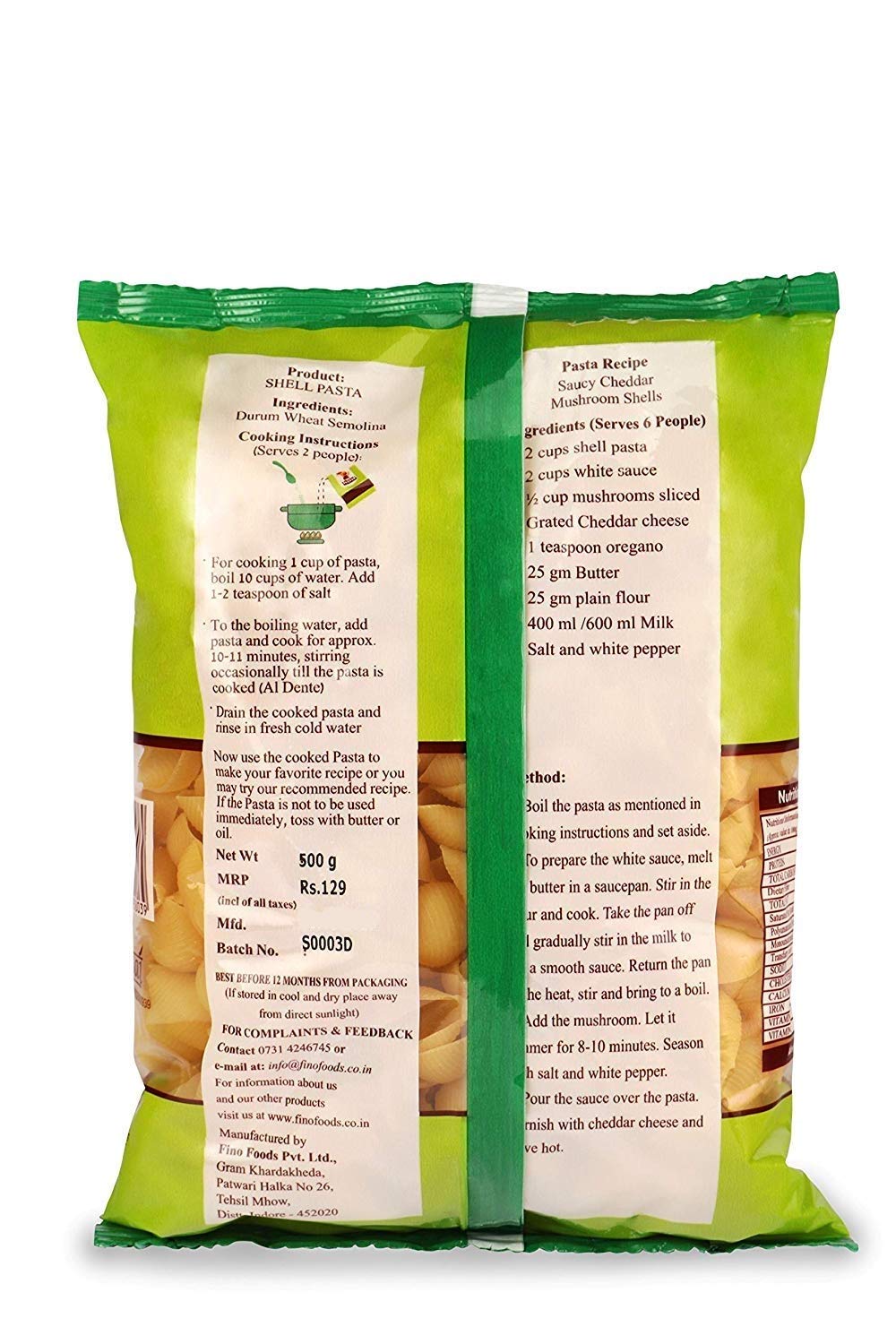Finosta Penne and Shell Pasta Made of Durum Wheat Semolina, Easy to Cook | Tasty and Healthy | No Maida | Source of Fibre | Cholesterol Free | Vegetarian Pack of 2, 500g Each 4