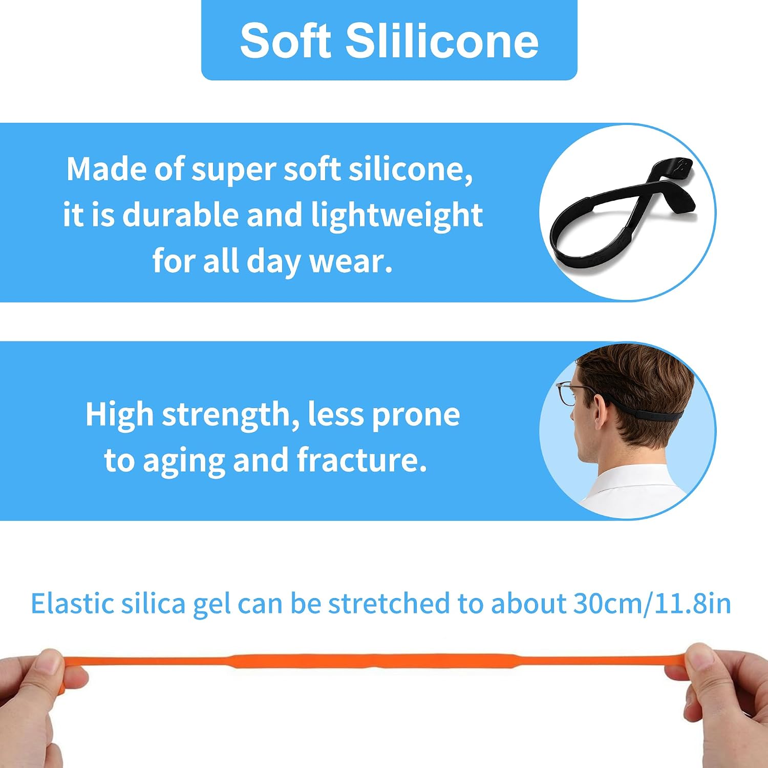 SooGree Glasses Straps, Eyeglasses Strap Glasses Band Holder Eyewear Retainer, Eyeglasses Holder Straps for Men Women Kids