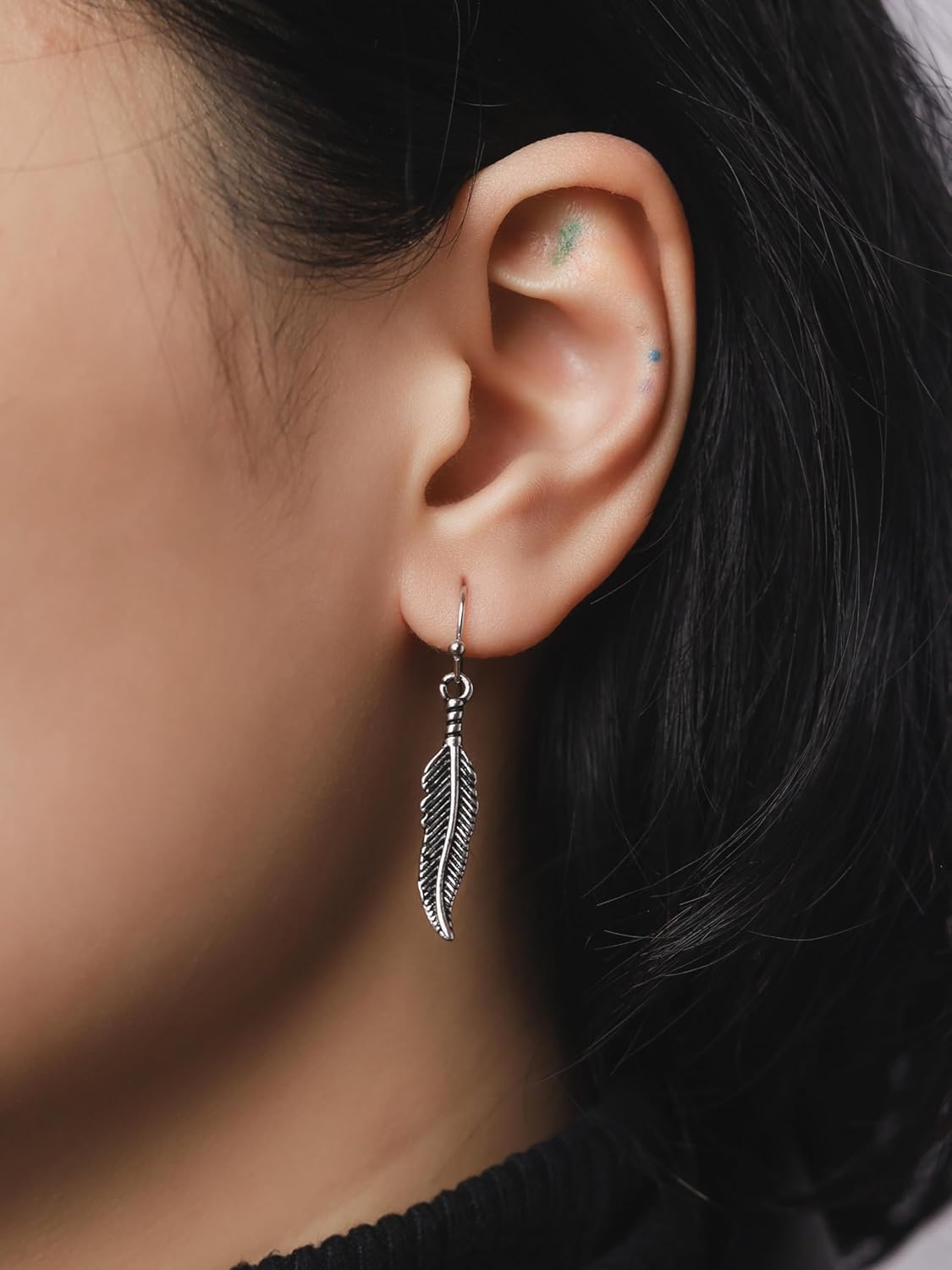 HAQUIL Vintage Antique Feather Dangle Drop Earrings, Native American Tribal Jewelry Gift for Women - Image 7