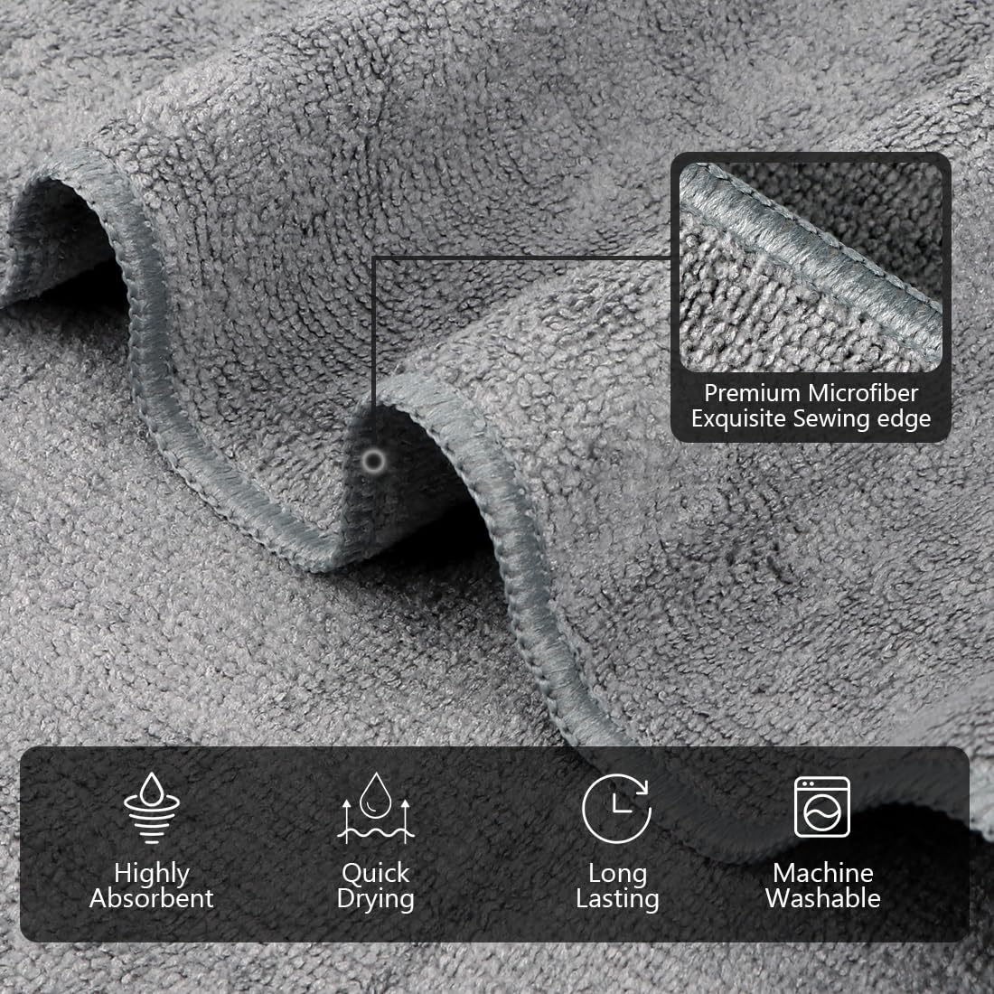 Orighty Gym Towels, Highly Absorbent Sweat Towels, Soft and Quick Drying Gym Towel for Daily Use, Multi-Purpose Towel for Sport, Salon, Spa, Hotel, 16 x 27 Inch, Grey, 3 Pack