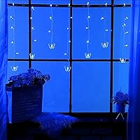 Vista 5 de Butterfly Curtain Lights 13ft 96 LED Twinkle Fairy Lights 8 Modes String Lights with Remote, Butterfly Hanging Decoration for Bedroom Dorm Wall