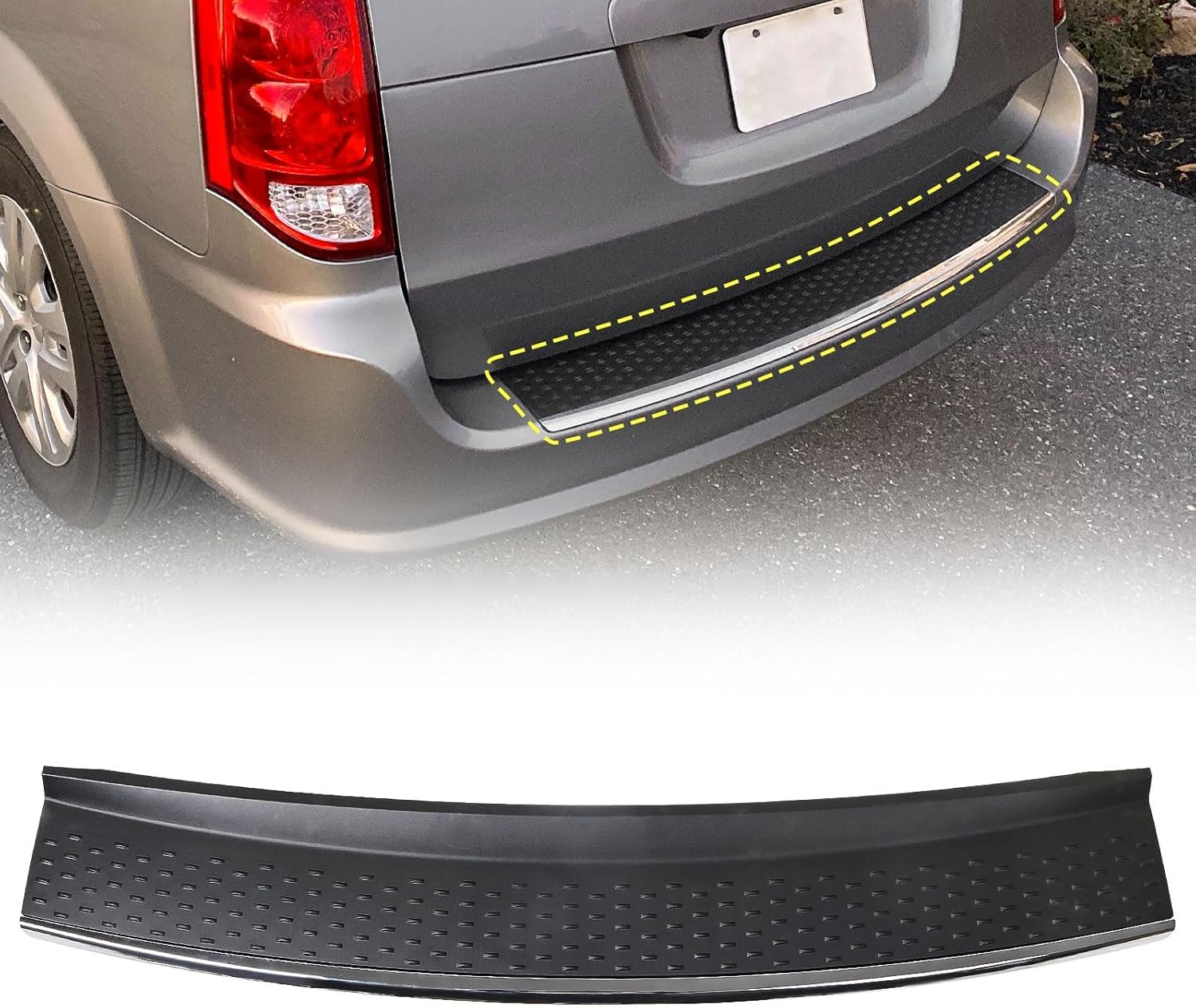 JOLONG Rear Bumper Step Pad Molding w/Chrome Strip for 11-16 Chrysler Town & Country，11-20 Dodge Grand Caravan 68125729AB CH1191114