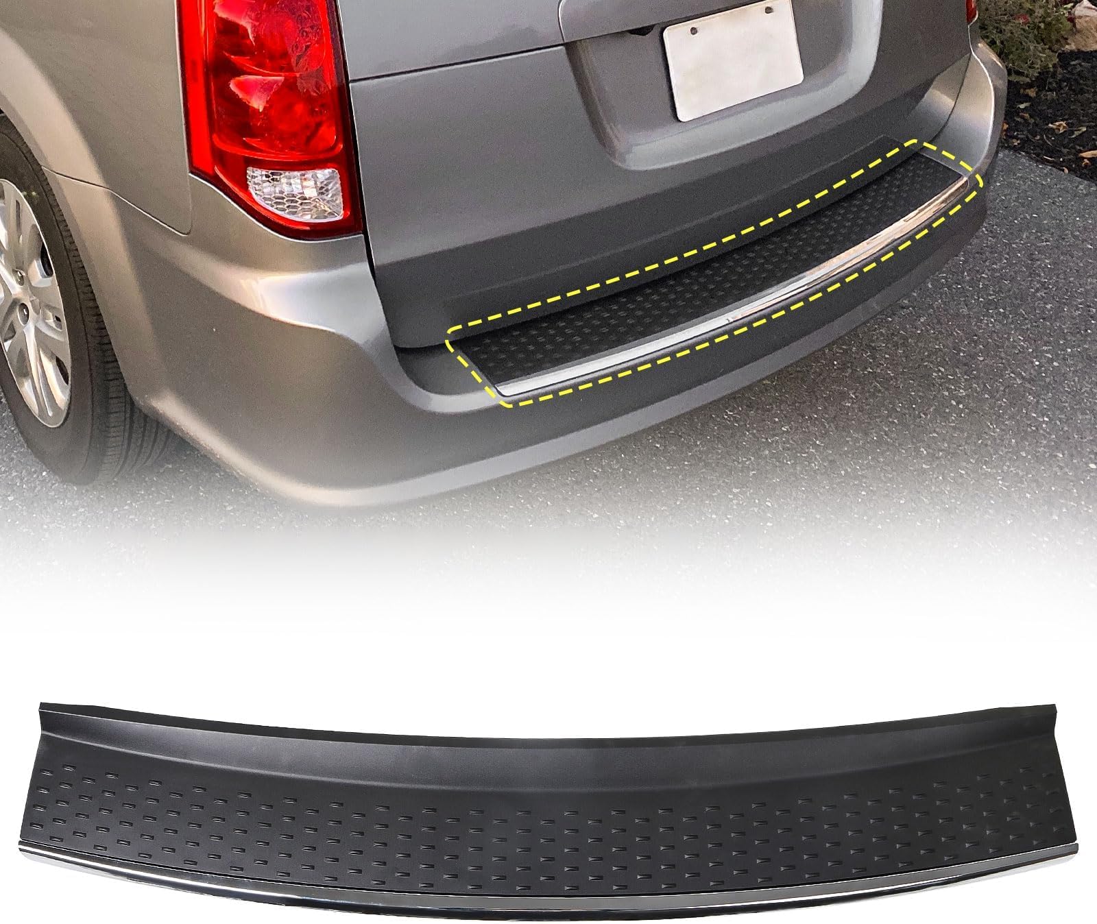 JOLONG Rear Bumper Step Pad Molding w/Chrome Strip for 11-16 Chrysler Town & Country，11-20 Dodge Grand Caravan 68125729AB CH1191114