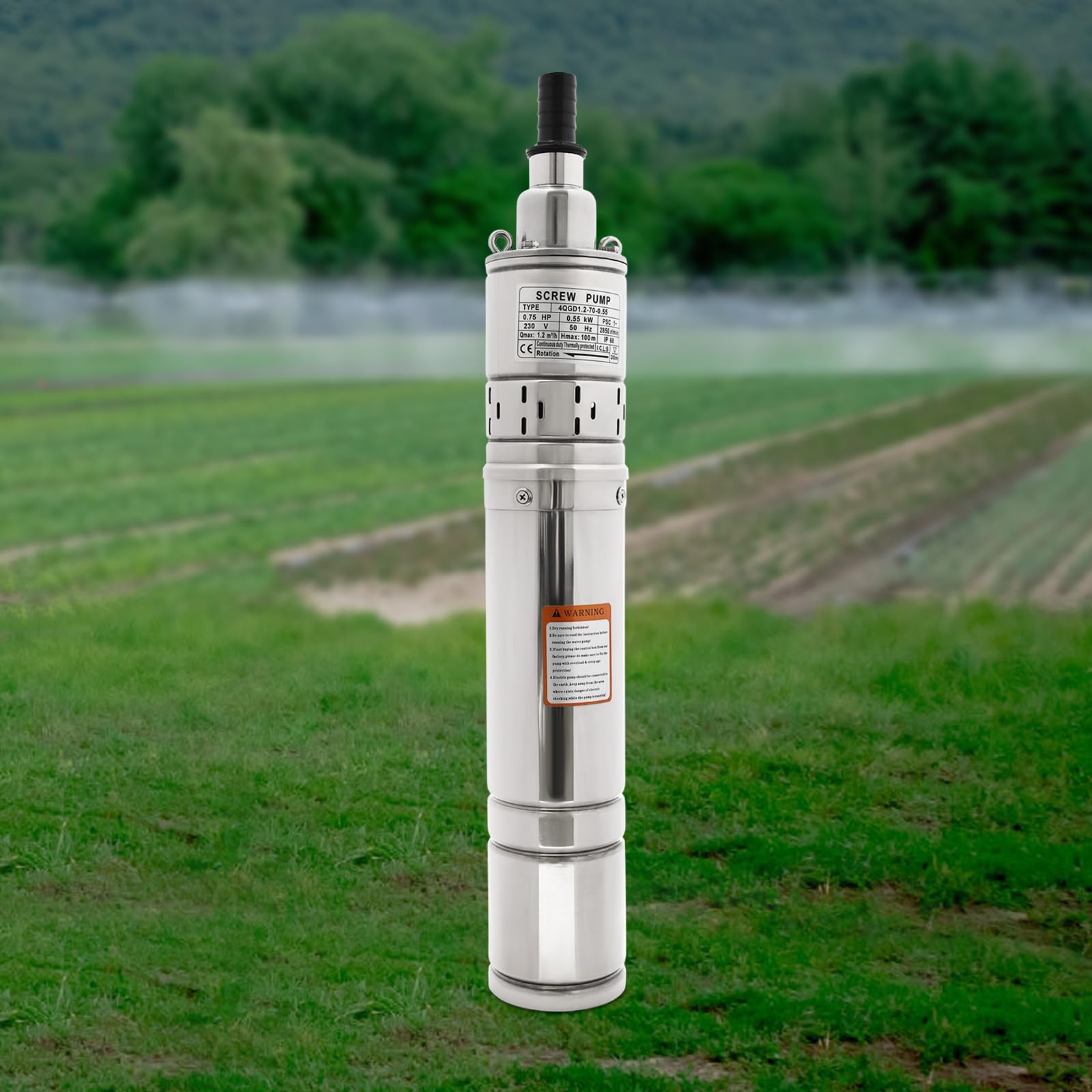 Tiefbrunnenpumpe 230V 550W Edelstahl Brunnenpumpe Wasserpumpe Rohrpumpe Unterwasser Brunnenpumpe für Garten und landwirtschaft Bewässerung (10m/ 32.81 ft)