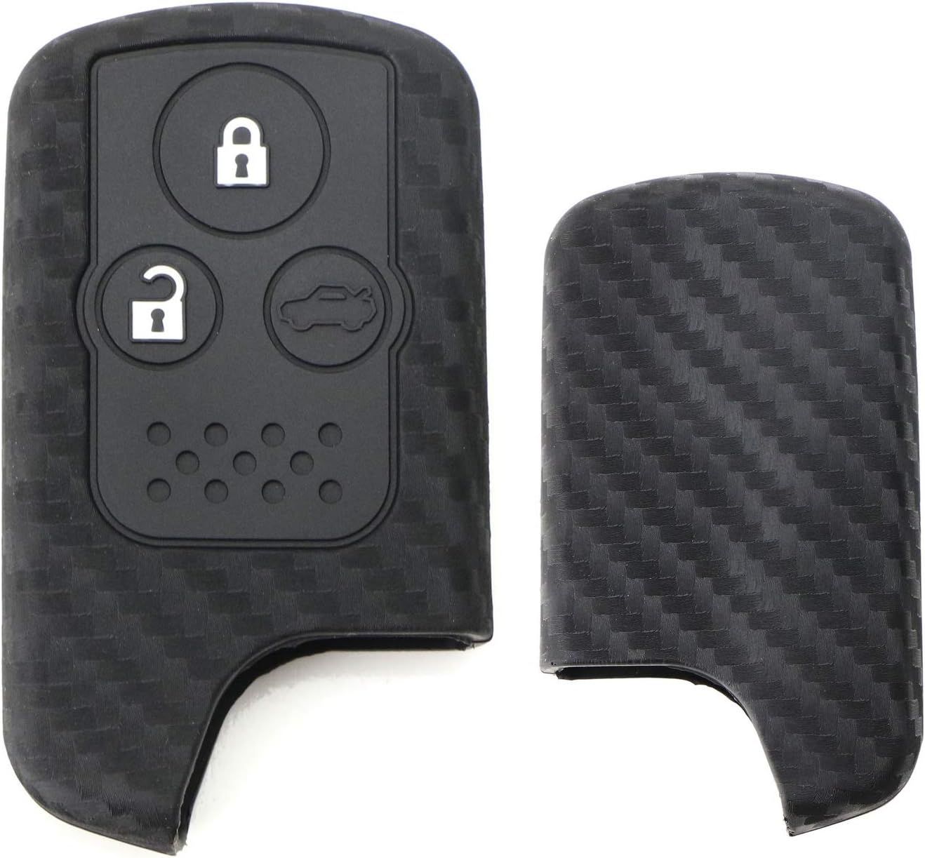 iJDMTOY Carbon Fiber Pattern Soft Silicone Key Fob Cover Compatible with 2005-2013 Acura RL Keyless Fob (Black Twill Weave) (Pack of 2)