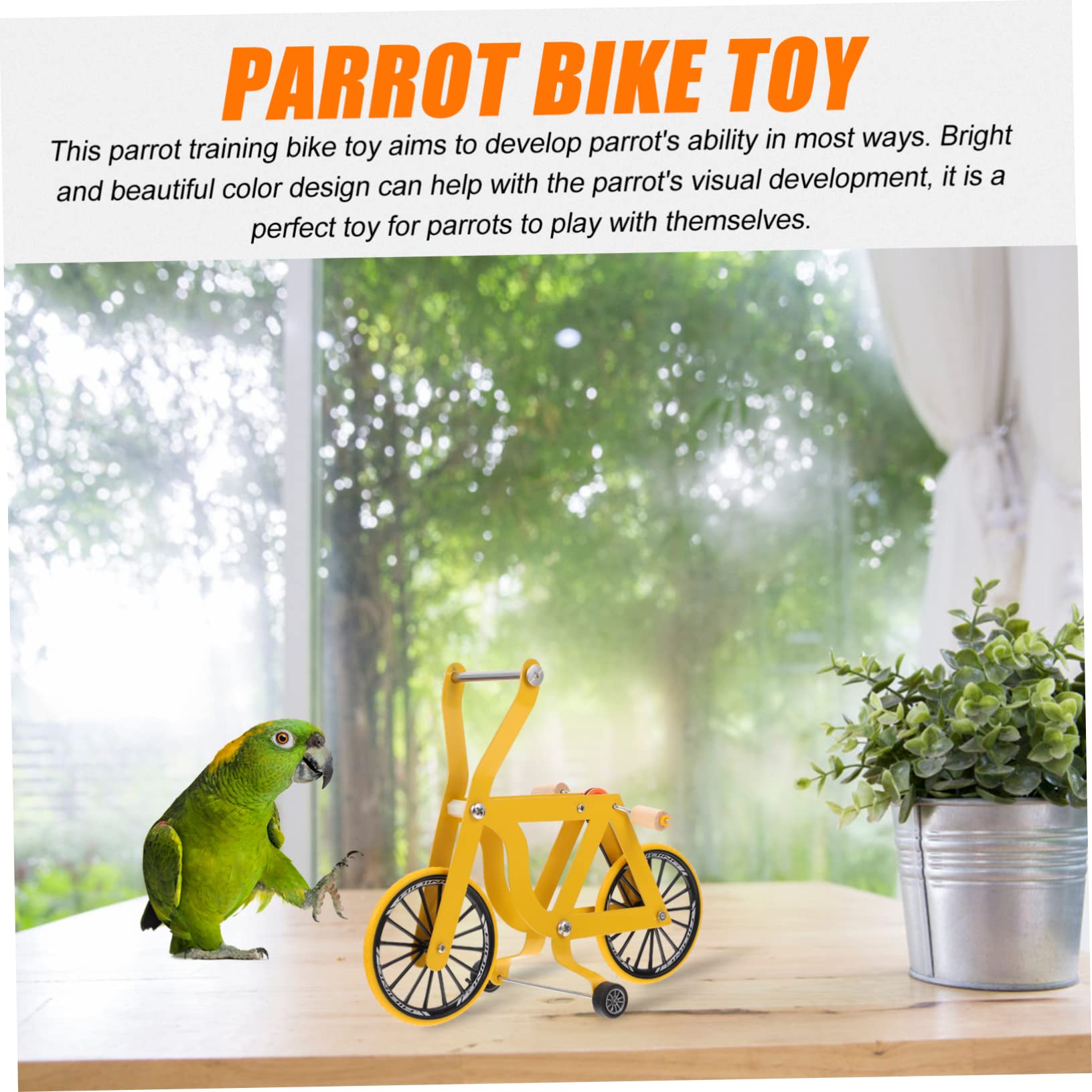 Hohopeti Pappagallo Bicicletta Parrot Puzzle Pappagallo Pattini a rotelle Piccolo Bagno per uccelli Parrot Bike Uccelli Formazione Uccelli Distributore di acqua Uccelli Forniture per addestramento Ucc