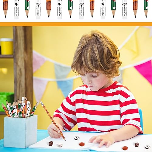Miniatura 4 de Tinlade 72 piezas de lápices deportivos y borradores para niños, lápices de madera divertidos para niños, tema deportivo, regalos para cumpleaños,