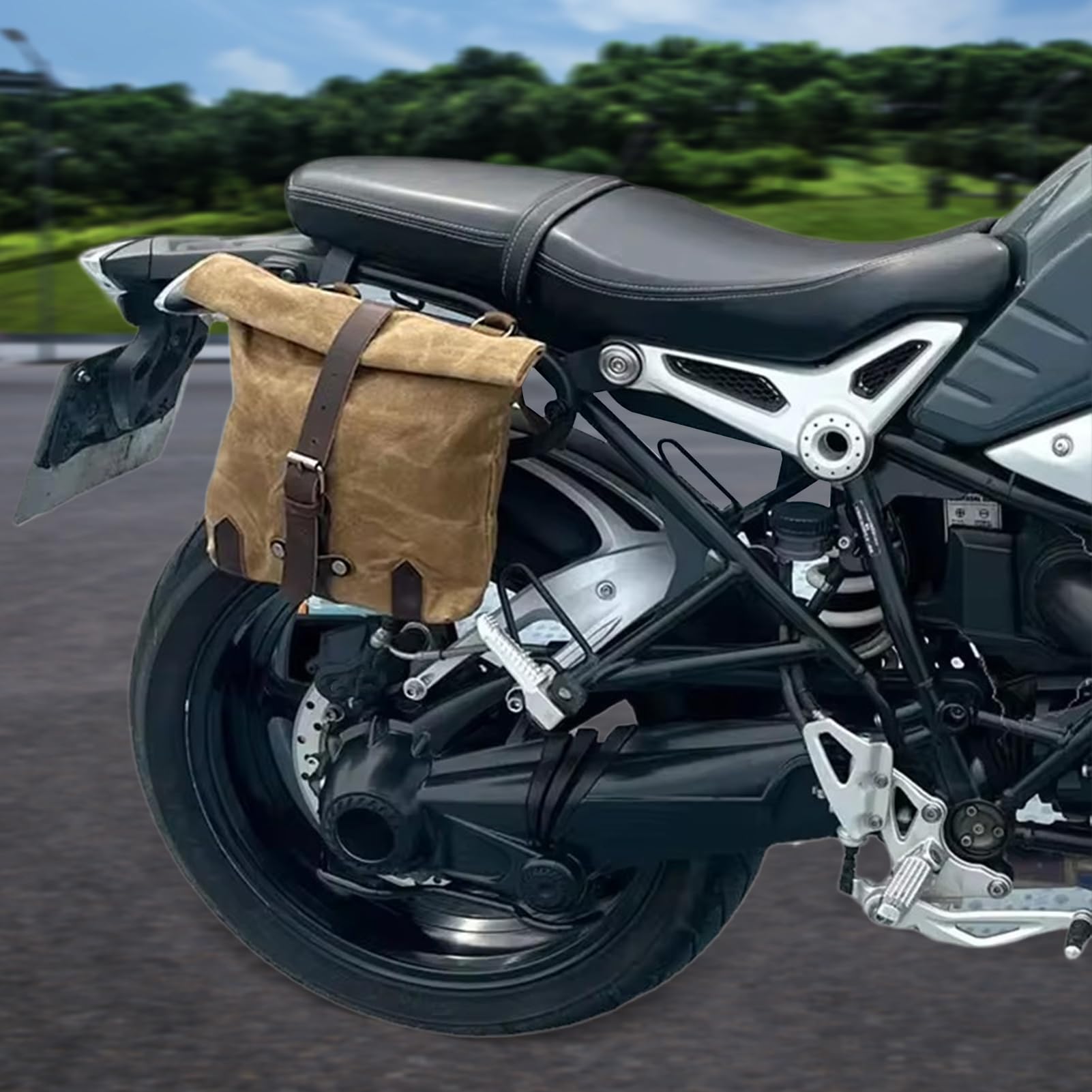 Borsa Moto - Stoccaggio manubrio in pelle PU Classica, sospettabile per il trasporto resistente alle intemperie | Organizzatore da viaggio compatto per la bici da strada Adventure Tourring CR