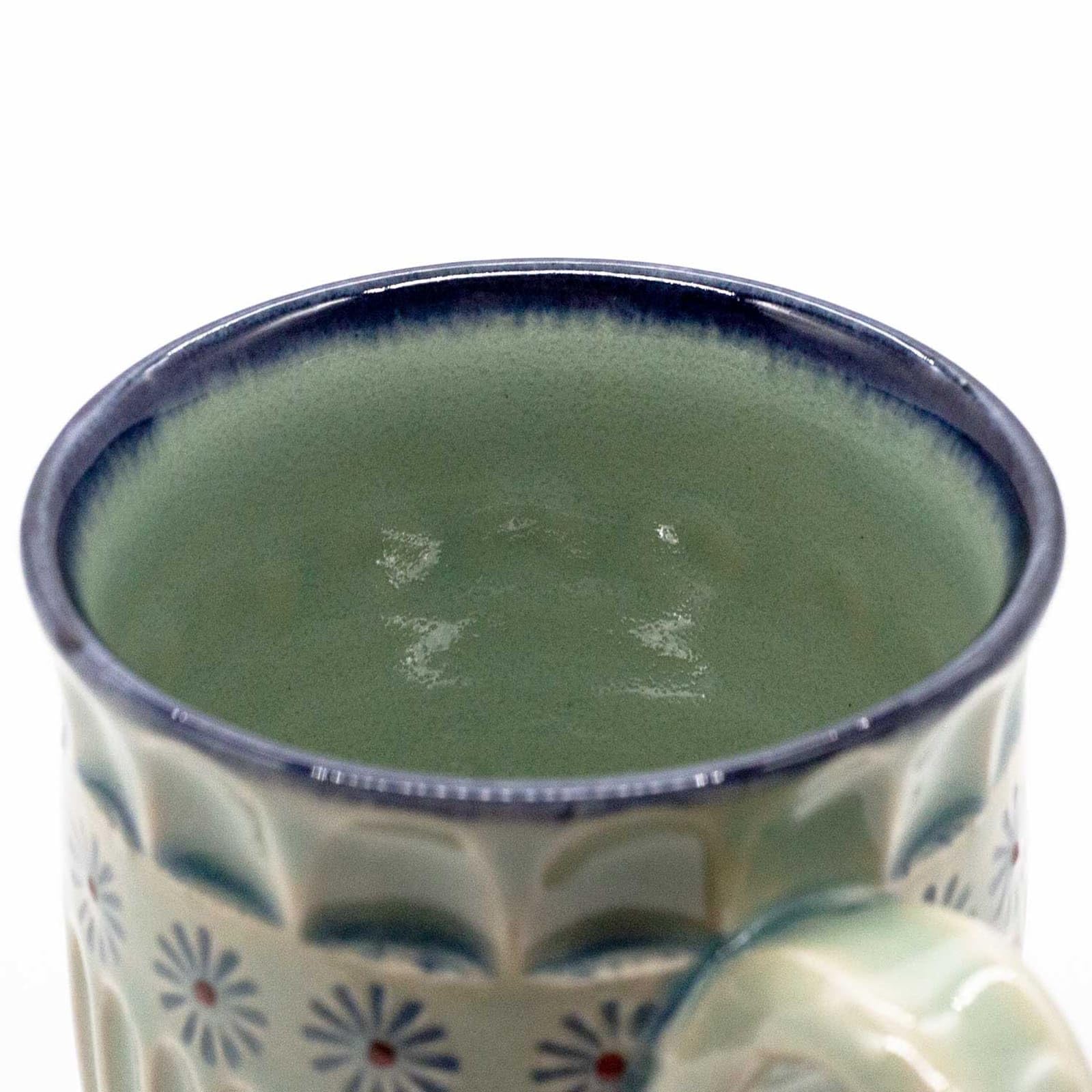 Amazon.co.jp: 前謙 京焼 清水焼 安藤 稔 マグカップ 250ml 緑釉三島彫