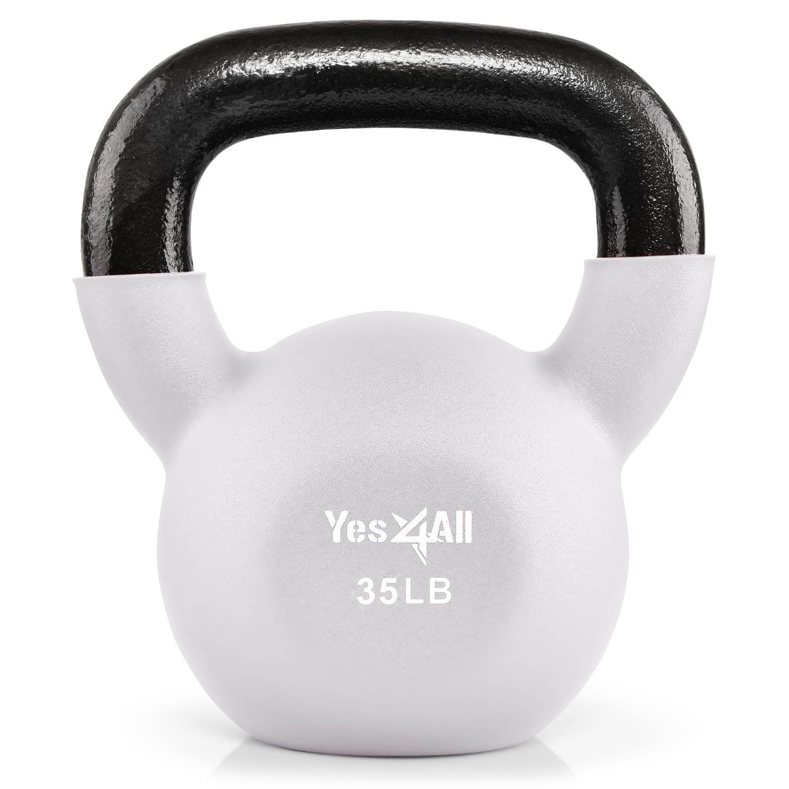Yes4All Kettlebell, 35 LB Neoprene Coated Cast Iron Kettlebells, Wide Grip Handle & Flat Bottom for Swings, Squats, Deadlifts, Push Ups & Full Body Training at Home Gym