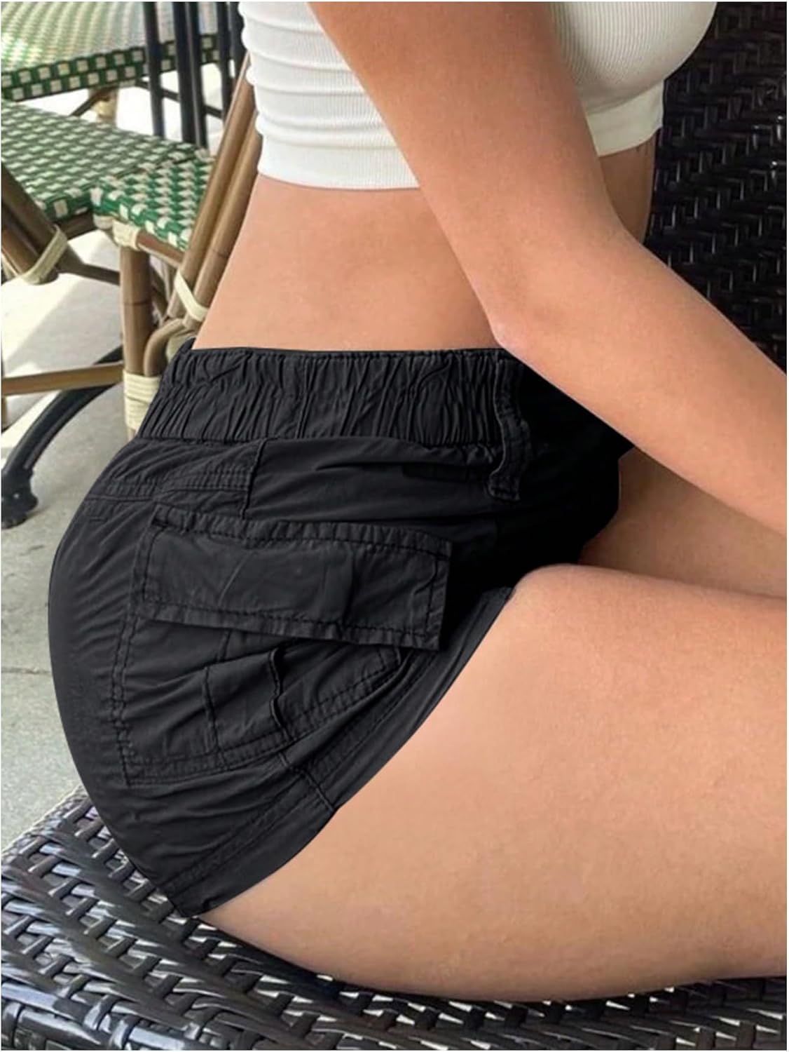 Floerns Women's Y2k Elastic Waist Cargo Shorts Straight Leg Streetwear Mini Shorts - Image 3