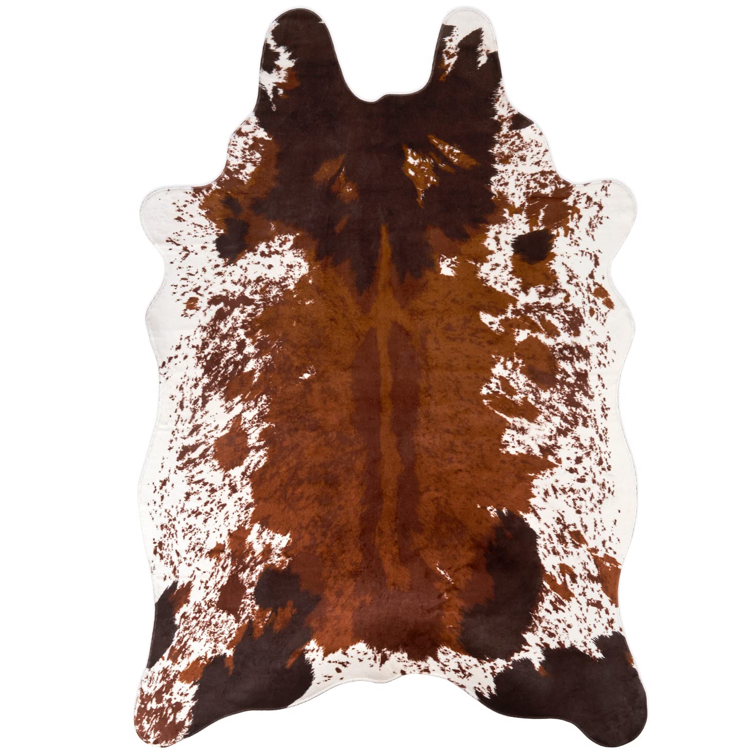 Glogex Faux Fur Cowhide Rug Cow Print Decor - 4.6ft x 6.6ft, Non-Slip - Soft and Fluffy Animal Skin Rugs, Area Animal Print Rug for Living Room Decor, Bedroom Aesthetic, Rustic Western Home Decor