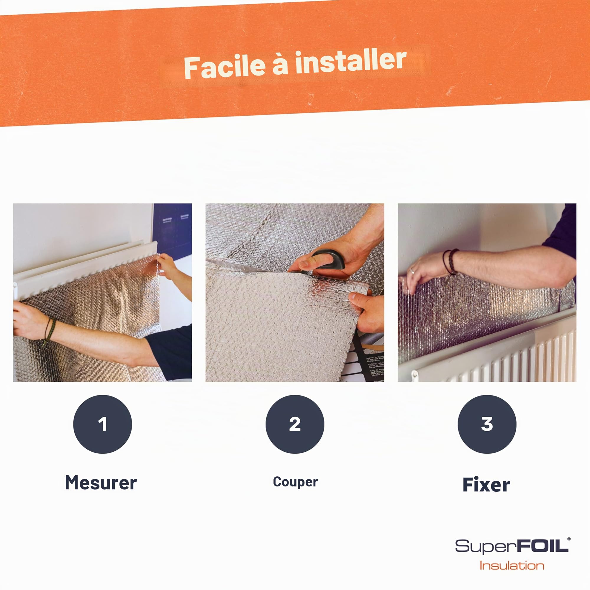 SuperFOIL Rouleau d'Isolation en Feuille 0,6m x 10m - Solution DIY pour Économie d'Énergie - Isolation Thermique Durable 3-en-1 avec Barrière Réfléchissante et Pare-Vapeur