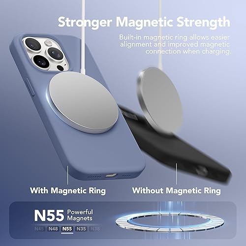 Miniatura 3 de Funda de silicona para iPhone 14 Pro Max, compatible con MagSafe, con 2 protectores de pantalla + 2 protectores de lente de cámara, silicona líquida