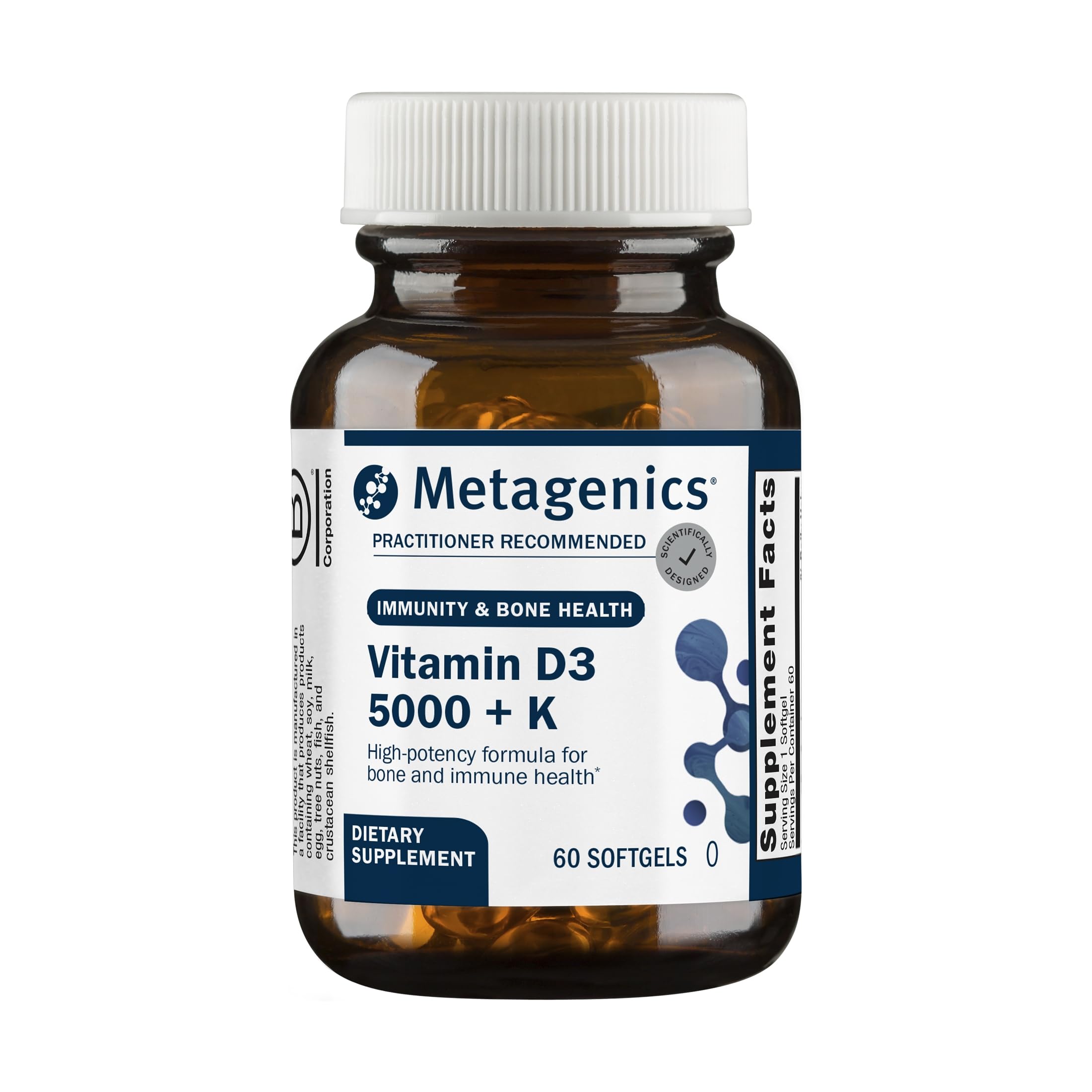 Metagenics Vitamin D3 and Vitamin K2 5,000 IU with MK-7, 60 Softgels