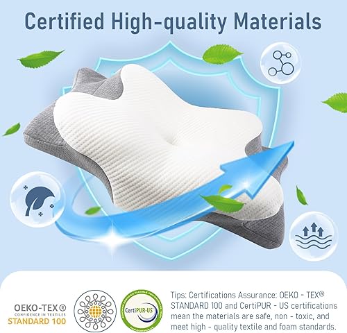 Miniatura 7 de Almohada cervical para cuello y hombros, almohadas ergonómicas de apoyo para el cuello para dormir con alivio del dolor, almohada de espuma