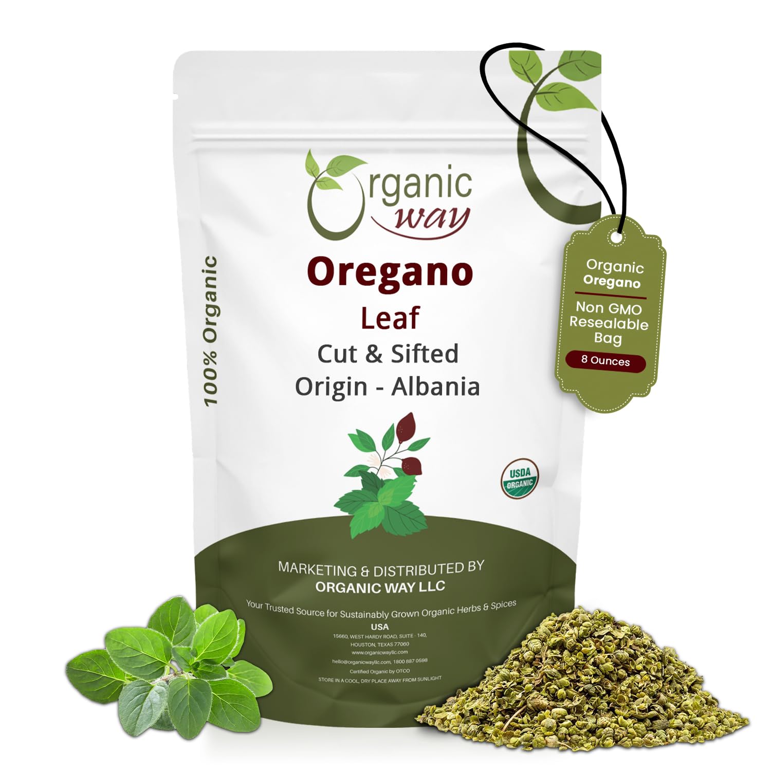 Organic Way Dried Oregano Leaf Cut & Sifted (Origanum vulgare) - European Wild-Harvest | Organic & Kosher Certified | Vegan, Non GMO & Gluten Free |