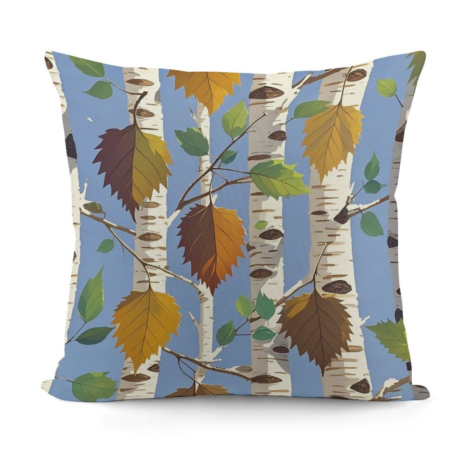 VstaDank Decorative Birch Leaves Throw Pillow Covers Luxury Soft Pillowcases Fluffy Plush Accent Pillow Cases Personalized Square Lumbar Pillows Shells for All Seasons 18" X 18"