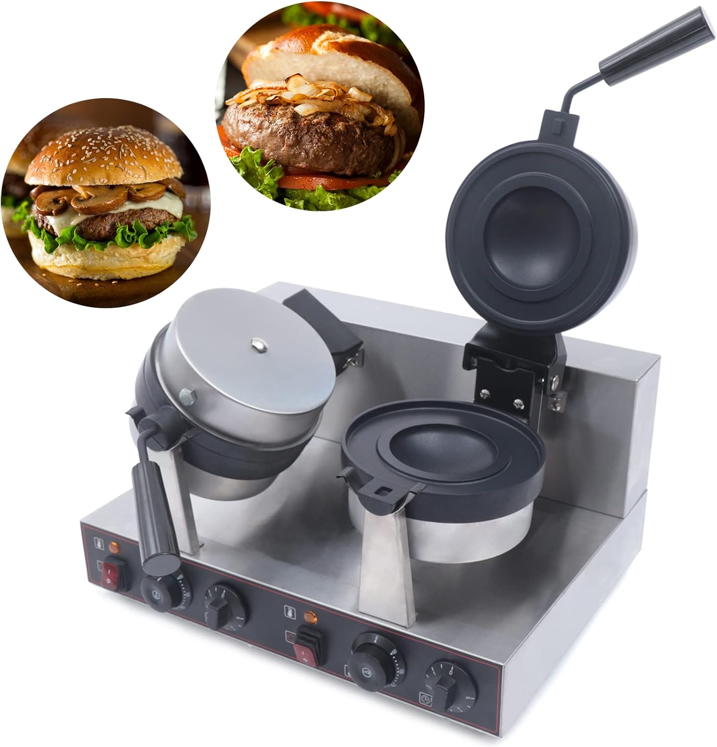 LYNICESHOP Panini Press Grill, 2.4KW Commercial Dual Panini Press Sandwich Maker Grill Electric Burger Toaster Non-Stick Double Sided Plates Sandwich Maker Electric Indoor Grill for Home, Bakeries