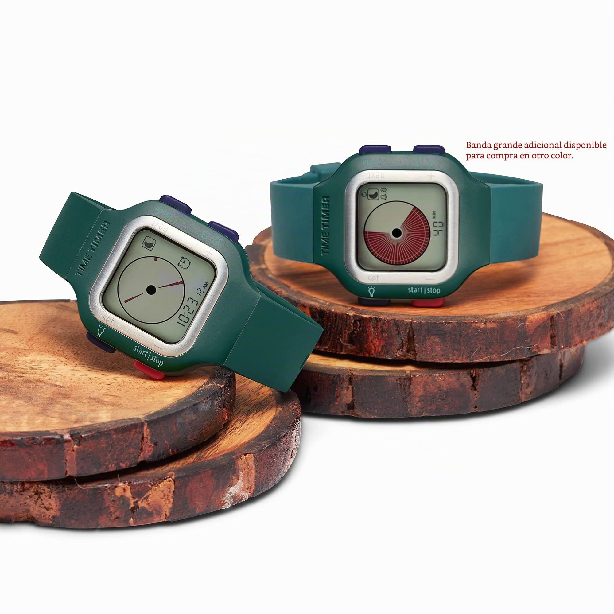 TIME TIMER Reloj — Temporizador de Cuenta Regresiva analógico y Digital Visual de 12 o 24h - para productividad, Aprendizaje, exámenes y Seguimiento de Ejercicios (Verde secuoya, Grande)
