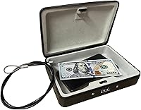 SEPOX Portable Fire & Water-Resistant Steel Safe Box - Resettable Combination Lock, 3ft Cable for Travel, Car, Gun Storage