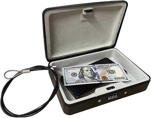 SEPOX Caja fuerte portable, de acero, con candado incorporado, para exteriores, para armas de mano, objetos pequeños, con candado con combinación
