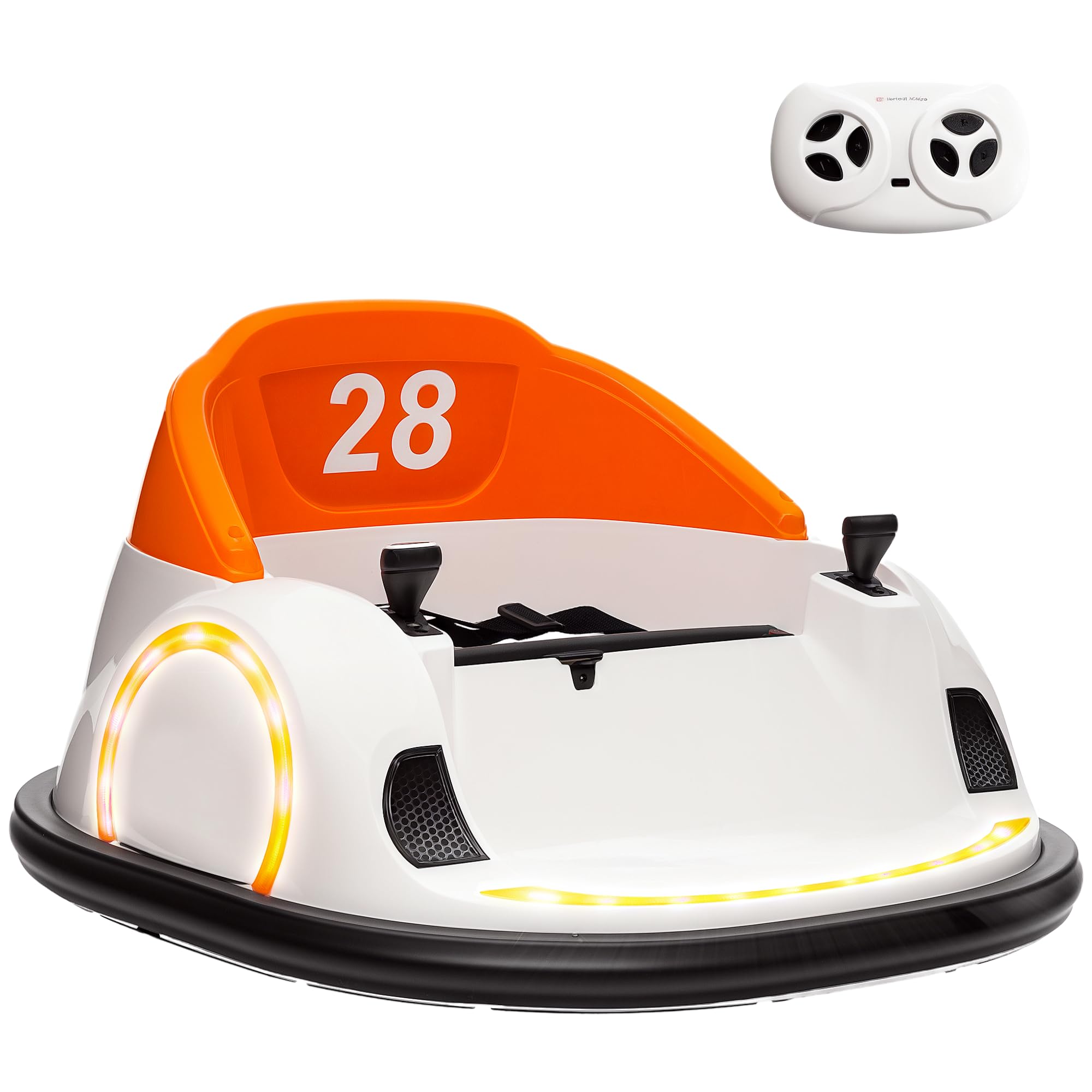 Aiyaplay Orange Kids Bumper Car 360° Ride On Toy 12V W/ Dual Joysticks Lights