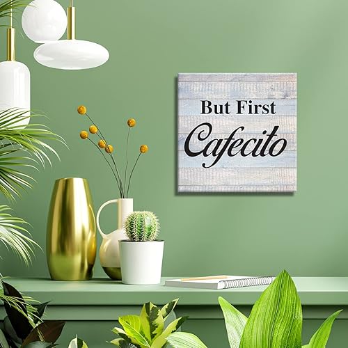 Miniatura 4 de Lienzo decorativo de pared con texto en inglés "Country But First" para decoración de escritorio, póster para amantes de la cafeína, póster