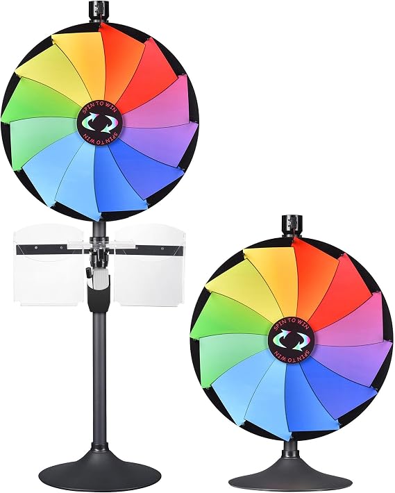 WinSpin 24 Inch Prize Wheel Spinner with Stand and Brochure Holders