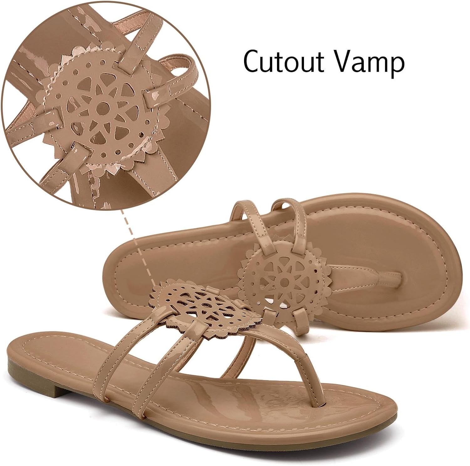 katliu Women's Flat Sandals Flip Flop Sandals Comfortable Dressy Thong Sandals - Image 5