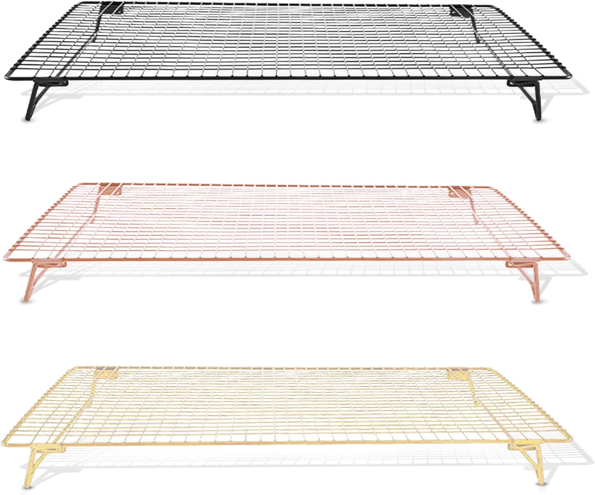 2-pack Cooling rack for baking, cooking, roasting, grilling, black, gold, rose gold,cookie cake pan (ROSE GOLD), 43.18cm x 27.94cm x 7cm