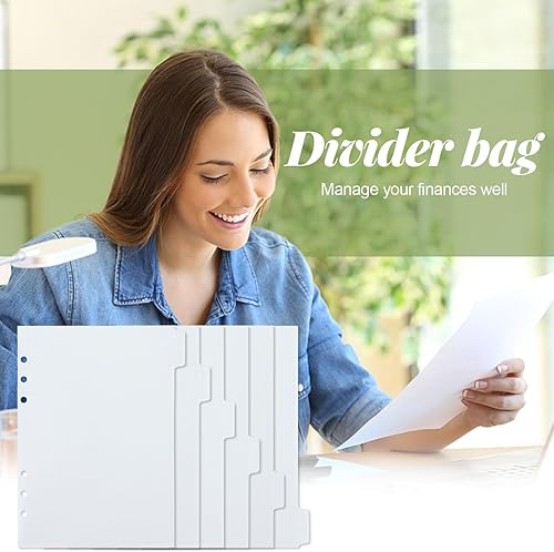 Miniatura 2 de Buqoo Bolsillos para carpetas A5, 12 unidades, 6 anillas, de PVC, con 6 pestañas, bolsa de documentos, organizador de carpetas de archivos, bolsas