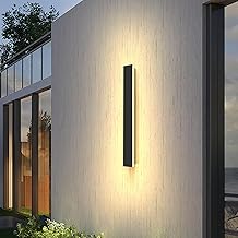 Long Villa Wall Light, Black, Outdoor Wall Light, Waterproof IP65, Aluminium Acrylic Outdoor Lamp for Gardens, Patios, Bedroom, Living Room, Indoor, 60 cm/20 W, Warm Light
