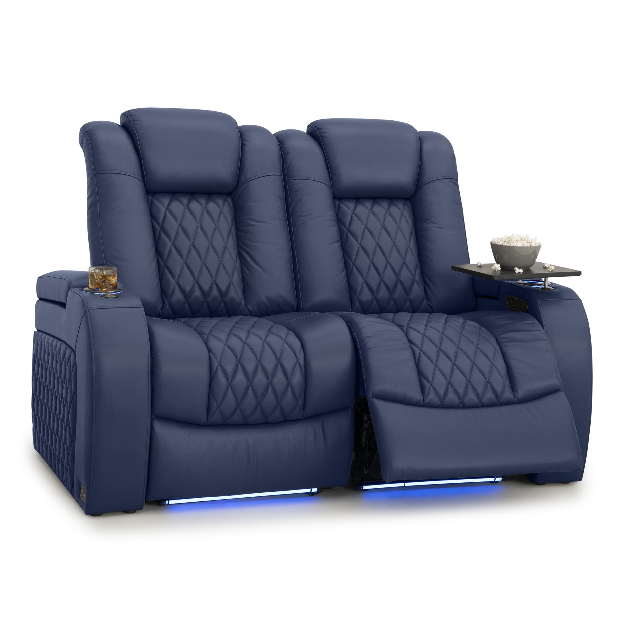 Seatcraft Diamante Home Theater Seating Navy Blue Row of 2 Loveseat