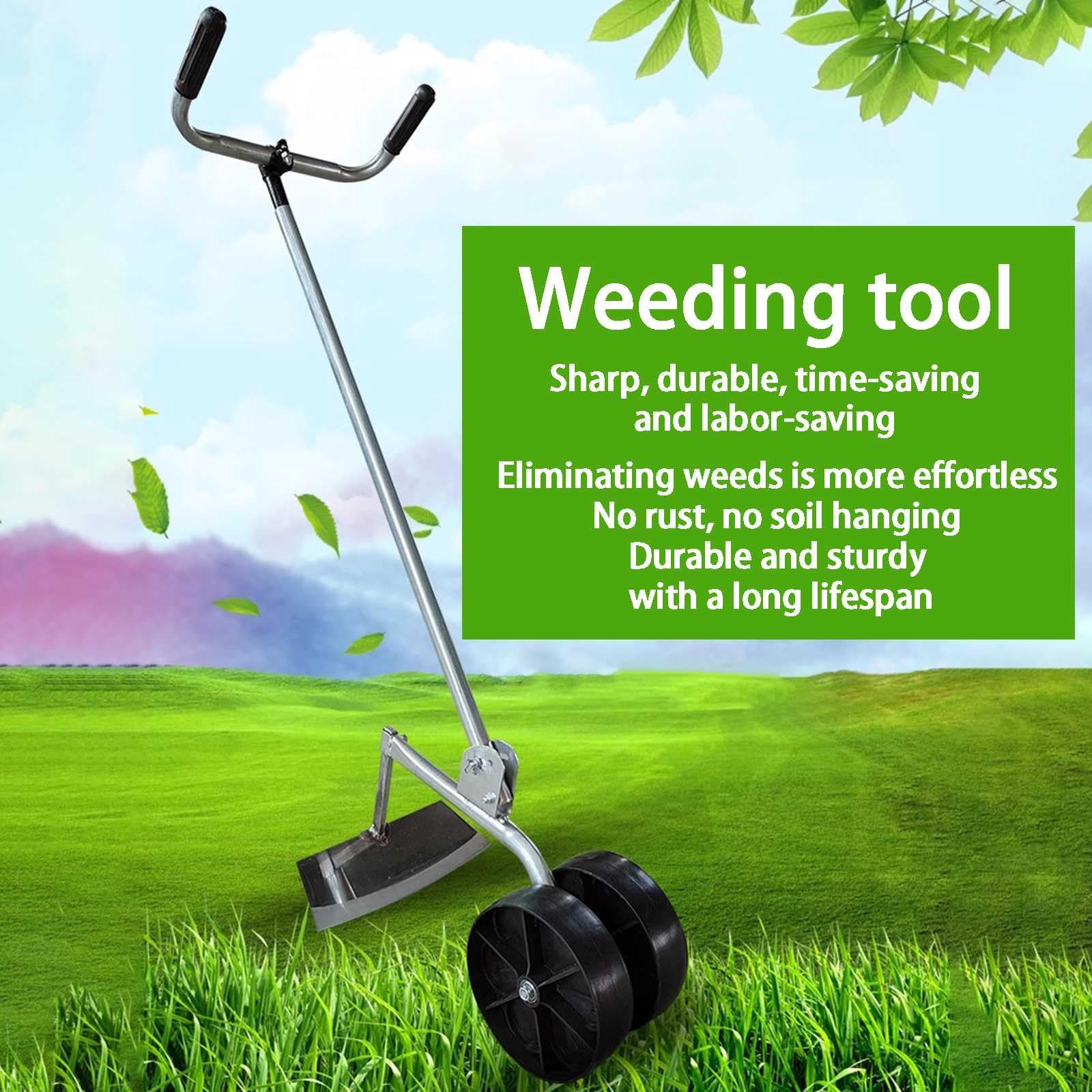 Azadas De Mano para Desherbar,JardíN-Hoe Las Malas-Hierbas con-Rodillos,Altura Ajustable Azada-Cultivador para Desherbar Y Plantar En El JardíN
