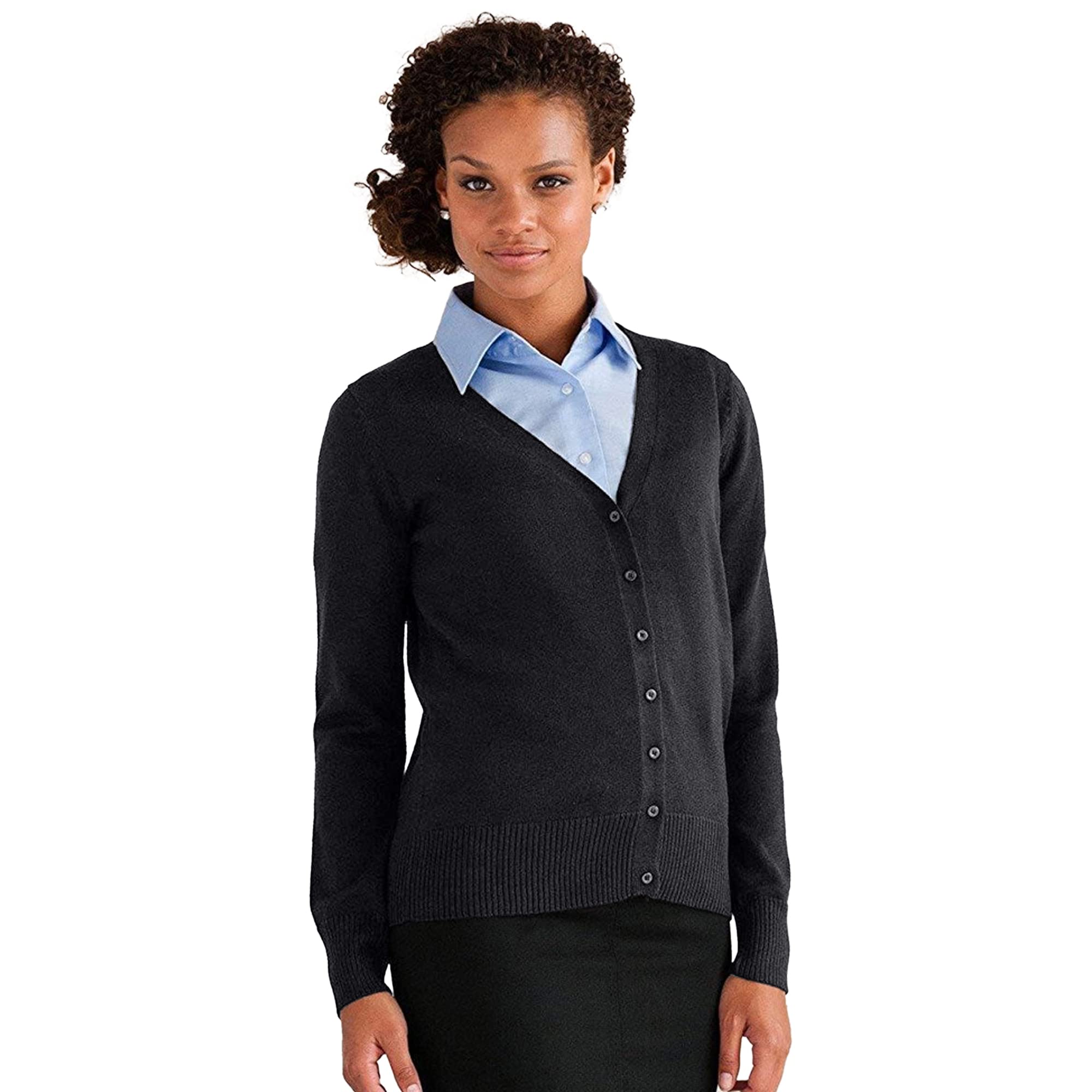 Russell Collection Damen Strickjacke mit V-Ausschnitt (XL) (Marineblau)