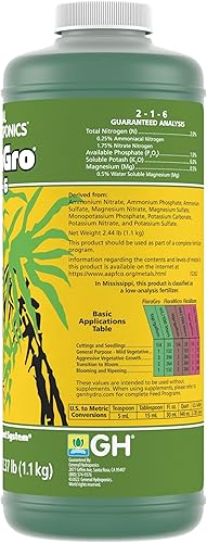 Miniatura 5 de General Hydroponics FloraGro Plant Food, 2-1-6, 1 cuarto de galón.
