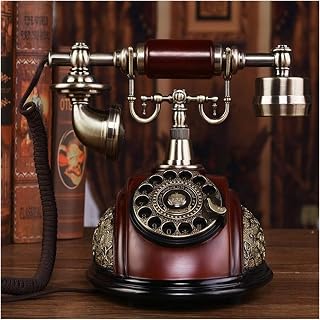 TEmkin Rotary Dial Telephone Retro Old Fashioned Landline Phones with Classic Metal Bell, Corded Phone with Speaker and Redial for Home (Color : Hands Free) (No Hands Free) Phone (Cloth Rope Style)
