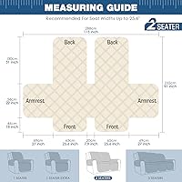Vista 6 de TAOCOCO Funda reclinable para sofá biplaza, funda antideslizante para mascotas, para sofá biplaza reclinable con correas elásticas, funda lavable