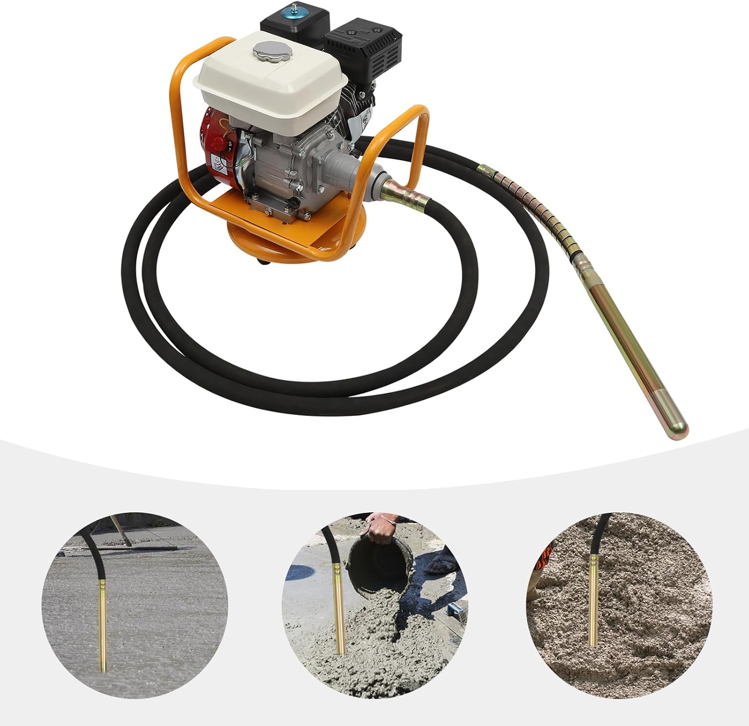 4-Stroke 7.5HP Gas Powered Concrete Vibrator Mixer Cement Air Cooled System Concrete Vibrating Tool
