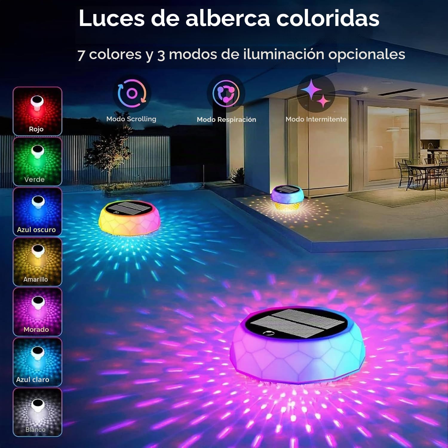 Joycome Luces Piscina IP68 Impermeables Luz Solar con Control Remoto, Luz Piscina RGB LED Luces Solar Flotantes Lampe para Jardín Acuario Estanque Bañera Decoración