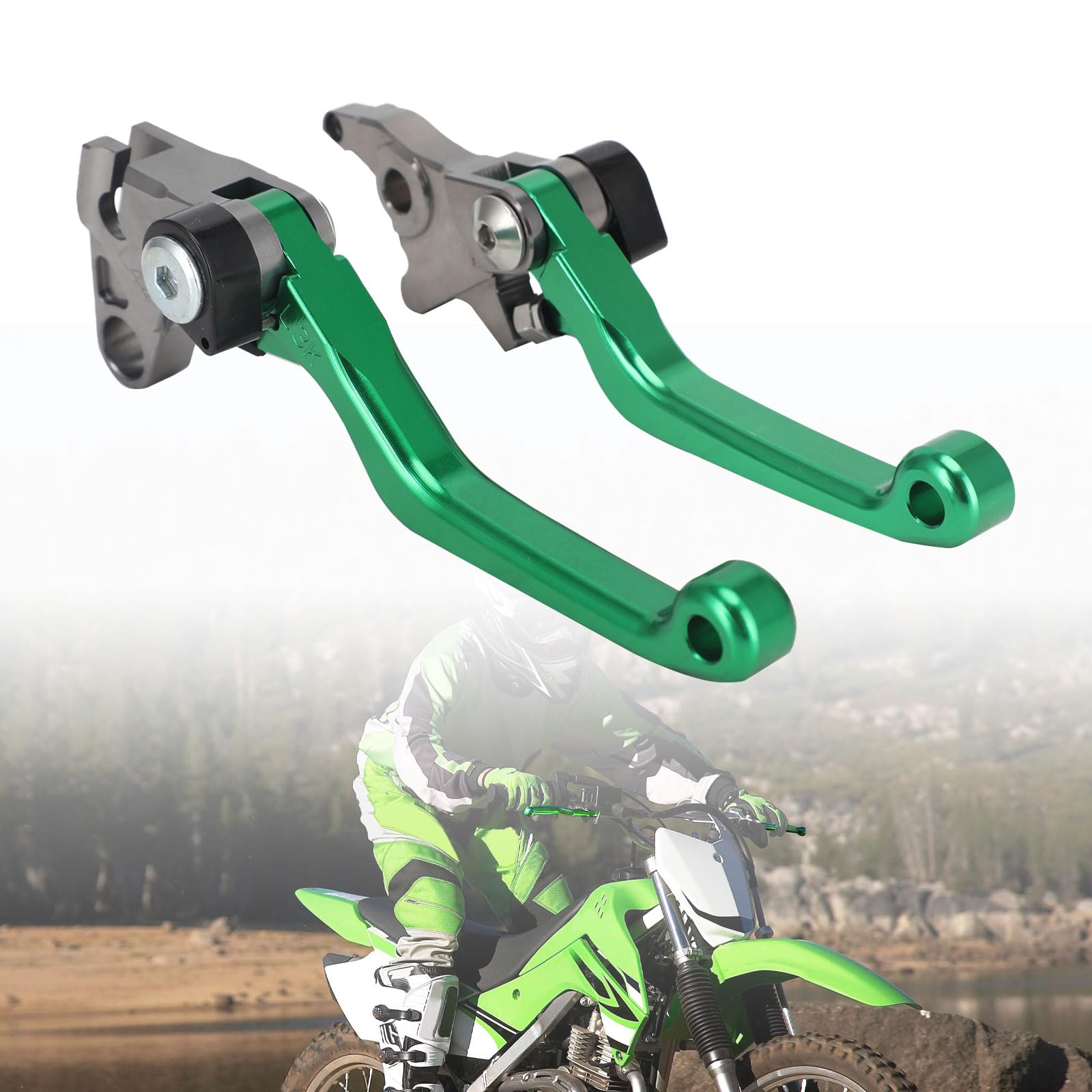 Leva Freno Moto Dirt Bike Leva Frizione Pieghevole in Alluminio per KLX 140 KLX140L 08-23 KLX140G 17-23 Motocross Verde