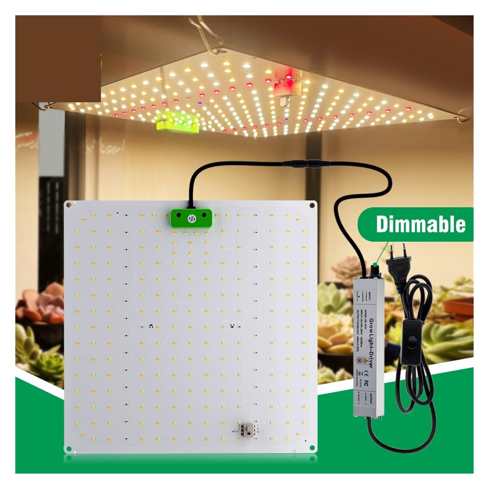 Luces de Cultivo, 65W LM281B Full Spectrum LED Grow Light Lámpara de crecimiento regulable for plantas de interior Flor(Dimmable)